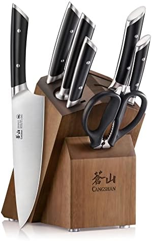 Cangshan HELENA Series German Steel Forged Knife Block Set (8-Piece, Black)