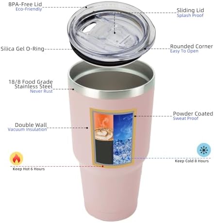 BJPKPK 30 oz Tumbler with Lid and Straw, Insulated Stainless Steel Cup