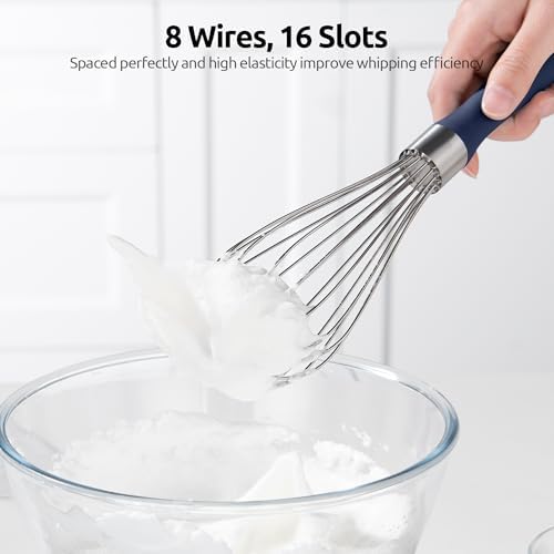 U-Taste Wire Whisk for Cooking, 18/10 Stainless Steel Wisk, M/Midnight Blue