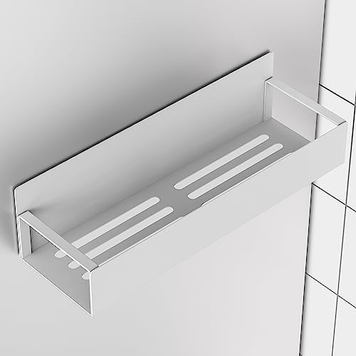 HuggieGems Metal Magnetic Spice Rack for Refrigerator with Hooks White