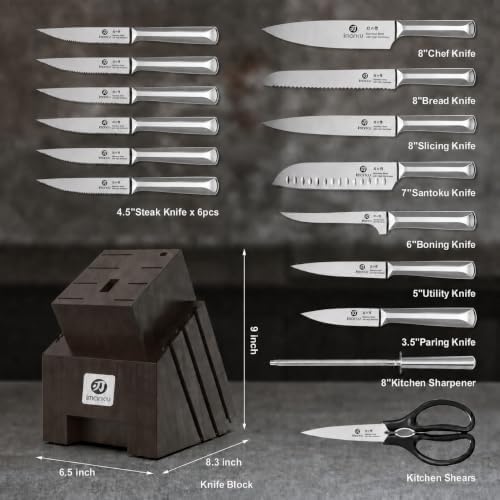 imarku 16PCS High Carbon Stainless Steel Knife Set, Sharp & Durable