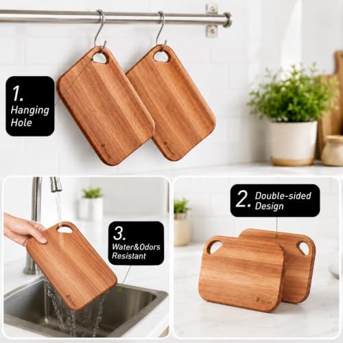 Socisen 2-Pack Small Acacia Wood Cutting Boards 8.6" Mini Charcuterie Board