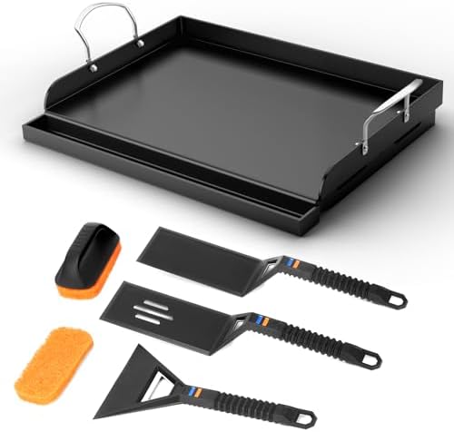 Cast Iron Griddle for Gas Grill with 5-Piece Griddle Tool Kit, 17" x 13"