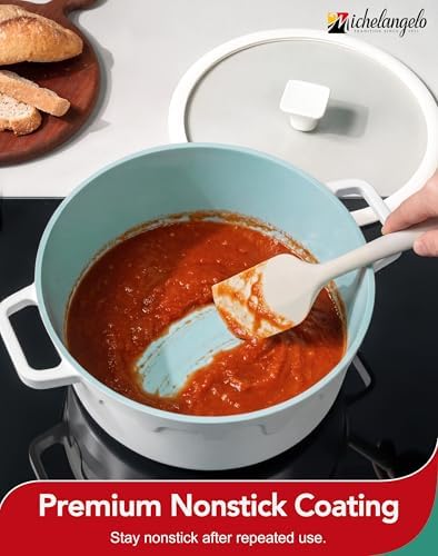 MICHELANGELO 8 Quart Stock Pot with Lid, Titanium Ceramic Nonstick Soup Pot