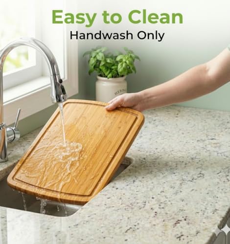 INDESTRUCTIBLE 18 Inch Extra Large Bamboo Cutting Board with Lifetime Replacements - Organic Wooden Butcher Block, XL Chopping Board for Kitchen, Meat, Vegetables, and Food Prep