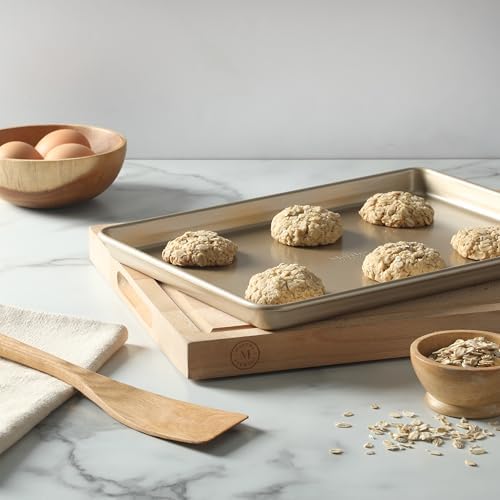 Martha Stewart Gallen 13 x 9 Inch Nonstick Carbon Steel Cookie Sheet - Champagne Durable Baking Pan for Cookies, Brownies & Roasting