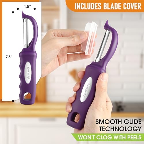 Spring Chef Swivel Potato Peeler with Ergonomic Handle, Purple