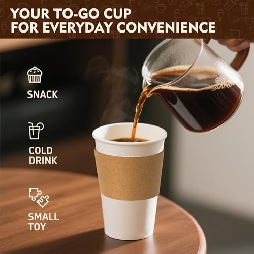 YEEHAW 12 oz 500 Pack Disposable Coffee Cups with Lids & Sleeves