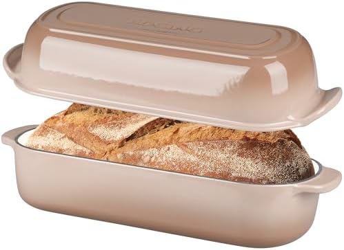 EDGING CASTING Enameled Cast Iron Loaf Pan with Lid, Bread pan, Dutch Oven Bread pan for Homemade Sourdough Bread Baking, 12.5x5.5 inch, 5qt, Mocha