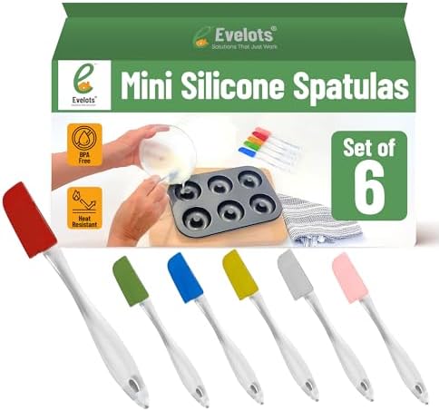 Evelots 6-Piece Mini Spatula Set, Small Silicone Spatulas for Baking