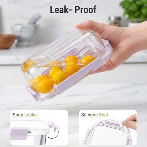 10 Sets 36 oz & 12 oz Glass Food Storage Containers with lids, Purple