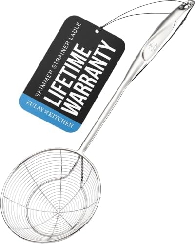 Zulay Kitchen Stainless Steel Skimmer Strainer Ladle