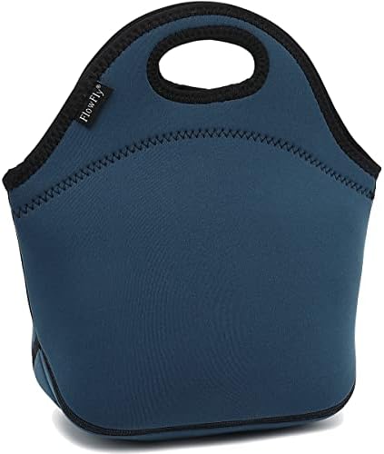 FlowFly Neoprene Kids Lunch box Insulated Soft Bag Mini Cooler Thermal Meal Tote Kit for Boys, Girls,Men,Women,School,Work, Office, Navy Blue