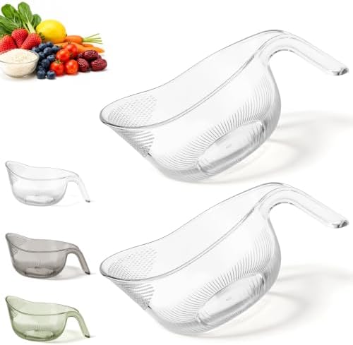 2-In-1 Rice Washing Strainer Bowl, Food‑Grade Plastic with Ergonomic Handle