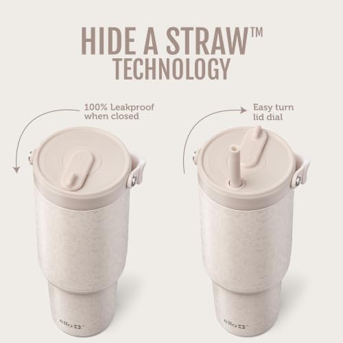 Ello Oasis Go+ 32oz Tumbler with Top Handle and Retracting Straw | Reusable Insulated Stainless Steel Cup, 100% Leakproof Water Bottle, 24 Hours Cold, Cup Holder Friendly For Travel | Python