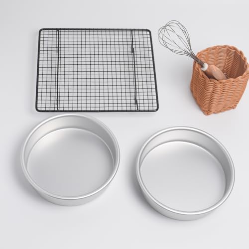 7-inch round cake pans set 2,Cake tins perfect for baking bread, cheesecake, cakes more - durable aluminum molds for circle cake pan (7×2 round Cake Pan, Set of 2)