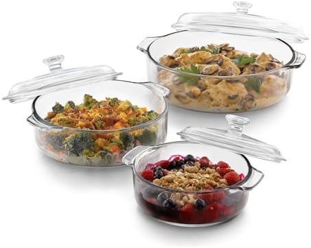 Libbey Baker's Basics Glass Casserole Dish Set with Covers, 3-Piece