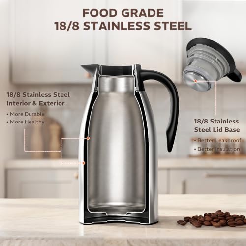 Thermal Coffee Carafe for Keeping Hot – 68OZ Insulated Camping Coffee Pot