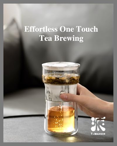 ZENS Small Tea Infuser Pot, One Touch Tea Maker for Leaf Loose Tea, Marble