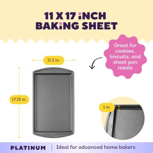 Wilton Platinum Non-Stick Large Baking Sheet, Made Without PFAS, 11x17 in.