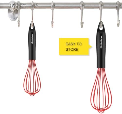 NileHome Silicone Whisk Set 8" 10" Kitchen Whisk Red,2-pack