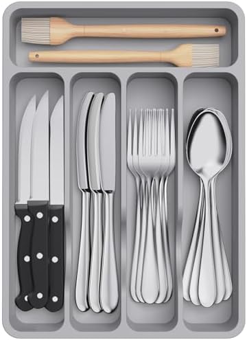 Lifewit Silverware Drawer Organizer Tray, Cutlery Storage for Kitchen