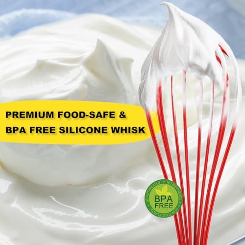 NileHome Silicone Whisk Set 8" 10" Kitchen Whisk Red,2-pack