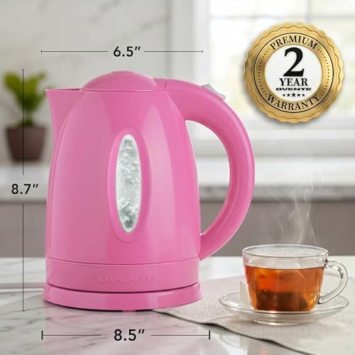 OVENTE 1.7L Electric Tea Kettle, 1100W BPA-Free Water Boiler, Pink KP72P