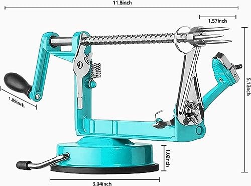 Apple Peeler, Slicer Corer Potato Peelers 3 In 1, Stainless Steel Heavy Duty Suction Cup Base And 7 Extra Blades (Blue)