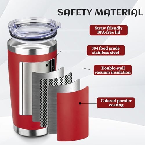 StarSpeed 20oz Stainless Steel Travel Coffee Tumbler,Wine Red