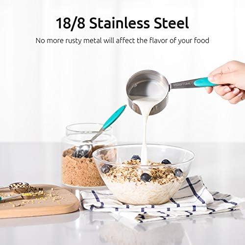 U-Taste Measuring Cups Spoons Set, 18/8 Stainless Steel, 10Pcs, Teal