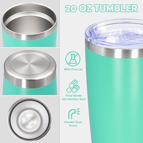 20oz Tumbler Stainless Steel Tumbler Coffee Tumbler with Lid Light Blue, 8P