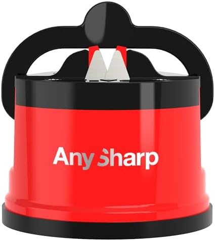 AnySharp – GLOBAL – Easy to Use, Hands Free Knife Sharpener - Red
