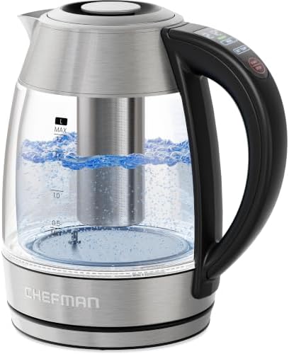 Chefman Cool Touch 1.7 L Double-Wall Electric Kettle with Tea Infuser