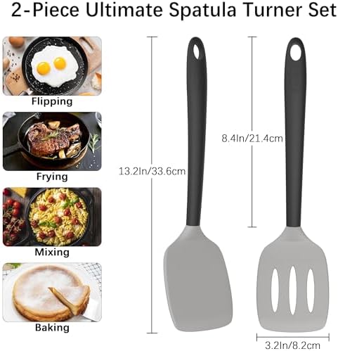 Coukre 2 Pack Silicone Spatula Set,High Heat Resistant, BPA-Free