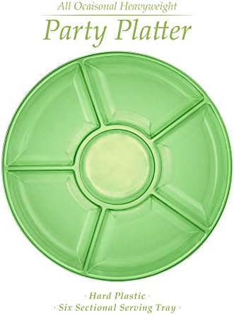 Plasticpro 6 Sectional Round Plastic Serving Tray/Platter (2, Green)