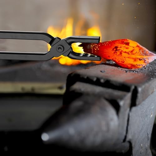 Blacksmith Tongs Set, 17 Inch Carbon Steel Forging Tongs, 6-Piece Professional Blacksmithing Tools for Beginners and Expert Craftsmen