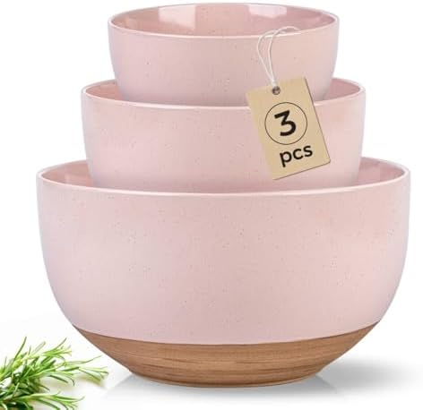 AmorArc Ceramic Mixing Bowls,Stoneware Nesting Bowls Set of 3 for Kitchen