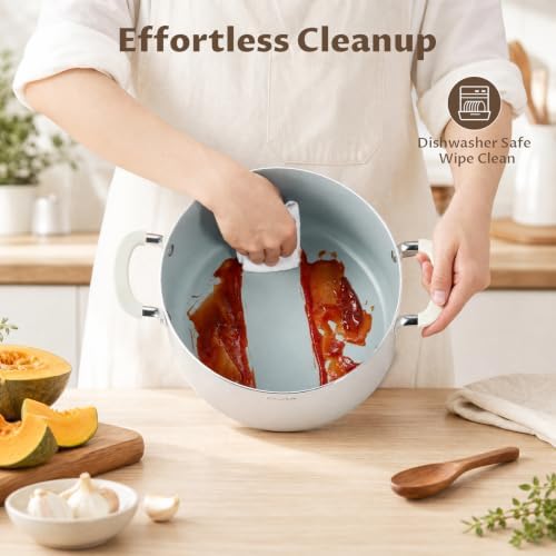BEZIA 8QT Non Stick Stock Pot with Lid, Ceramic Induction Cooking Pot