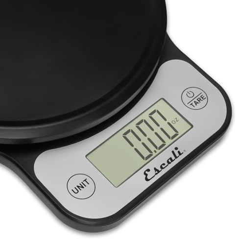 Escali Telero Digital Food Scale, High Precision Kitchen Scale for Cooking, Baking, Portion Control, Meal Prep, Weigh in Grams and Ounces, 11 lb Capacity, Black (T136)