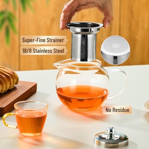 Baalaka Glass Teapot with Infuser, Clear Tea Pot for Stove, 22 oz/650 ml