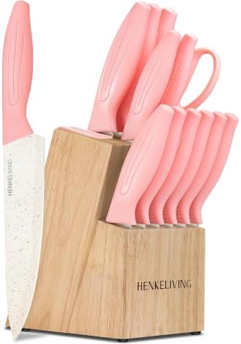 Knife Set with Built-in Sharpener Block, Dishwasher Safe
