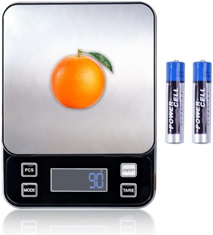 IP67 Waterproof Kitchen Scale, 5kg/11lb Capacity 0.1g Precision, Kitchen Scales Digital Weight Grams and Ounces,Battery Powered with 5 Units Conversion - Food Scales for Kitchen Essentials