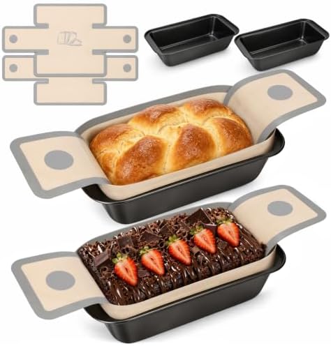 HOTEC 4 PCS Bread Loaf Pan with Liner Bread Pans for Homemade Bread