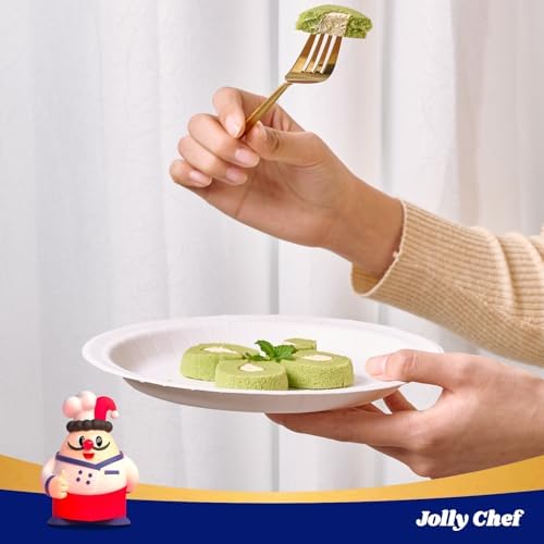 JOLLY CHEF10 inch 140 Pack Disposable Paper Plates,Soak Proof, Cut Proof, Microwave Safe Heavy Duty Paper Plates Everyday Use