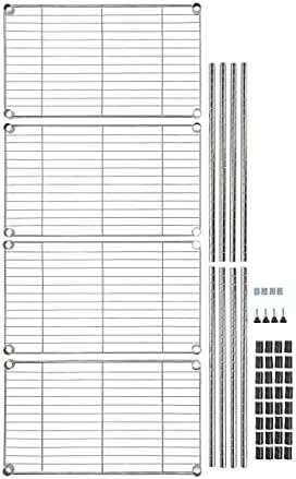 Amazon Basics 4-Shelf Adjustable Storage Shelving Unit for Garage, Steel Wire Rack, 200 Pound Loading Capacity per Shelf, 13.4"D x 23.2"W x 48"H, Chrome