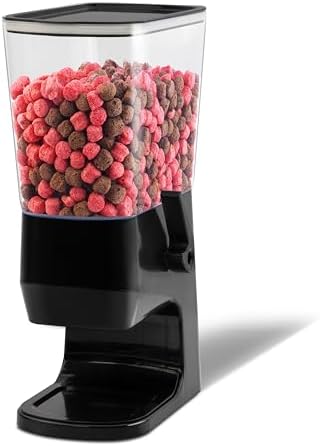 Cereal Dispenser Countertop 1 Pack, Dry Food Dispenser Snack Organizer, Slim Cereal Containers Storage Dispenser with Lids for Pantry, Kitchen Organization Oatmeal Nut Granola Candy, Black