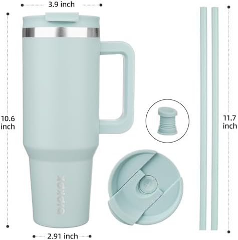 BJPKPK 40 oz Insulated Tumbler with Handle & Straw, Stainless Steel