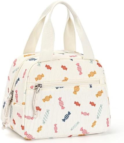 Lunch Bag for Women, Corduroy Small Insulated Lunch Box