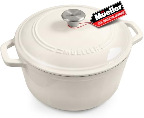 Mueller DuraCast 6QT Enameled Cast Iron Dutch Oven with Lid, Heavy-Duty